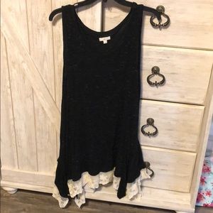 Charming Charlie Ruffle Lace Bottom Tank